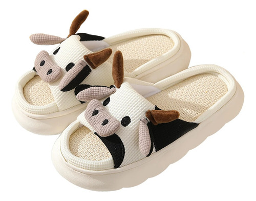 Pantuflas De Vaca Lino Ligeras Cómodas Sandalias Chanclas 