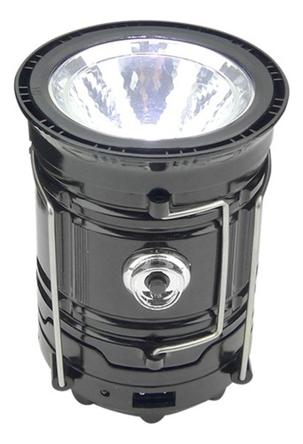 Farol Solar 3 En 1, 1+6 Led Plegable Recargable Color Negro