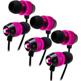 Auriculares Estereo Con Cable Y Microfono | 3 Piezas / Rosa