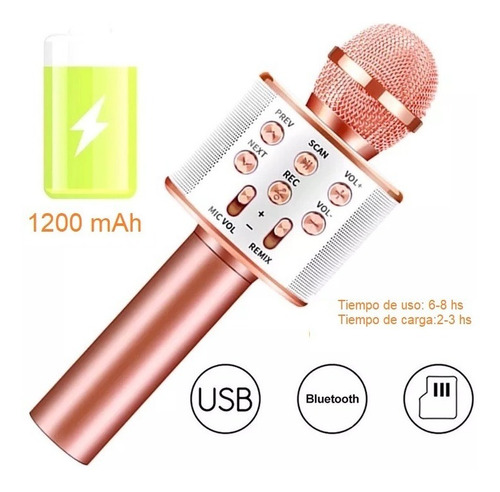 Micrófono Karaoke Niños 5w Bluetooth Efectos De Voz Parlante