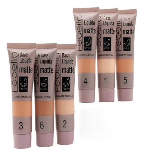 2 Unidades Base Líquida Matte Febella 35ml - Efeito Natural