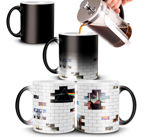 Taza Mágica Pink Floyd Tapas Discos De Rock The Wall 