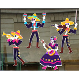 Decoración Halloween Ventana, Mariachis, Reutilizable