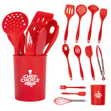 Set 12pcs Utensilios De Cocina De Silicona Antiadherentes Color Rojo