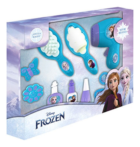Set Belleza Frozen Disney 10 Pzs Cepillo Secadora Del Tomate