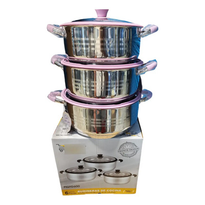 Batería De Cocina 6 Pz Arrozeras Budineras En Acero Triple | Meses sin interés