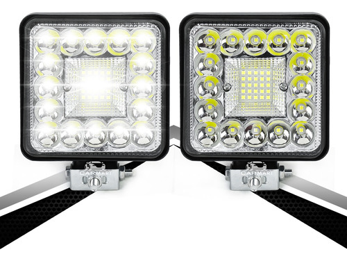 Par Faros 33 O 41 Led Redondo O Cuadrado Luz Fija Y Estrobo