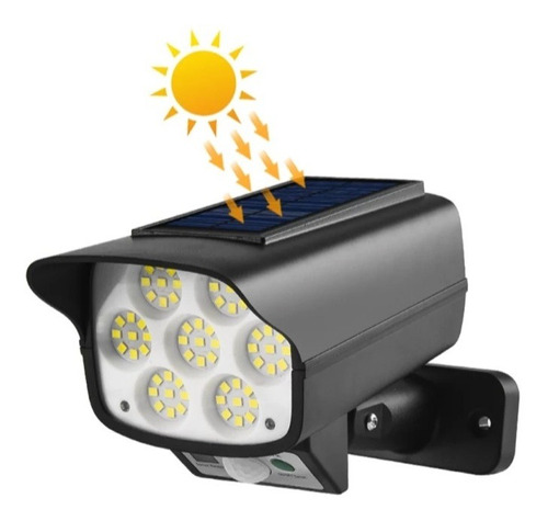 Foco Solar Tipo Camara+sensor D Movimiento+control Remoto Color De La Carcasa Negro Color De La Luz Blanco Frío