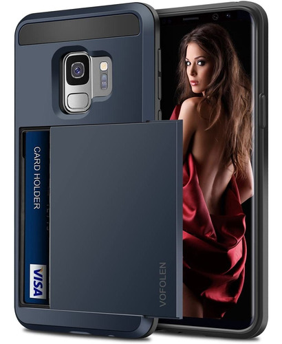 Funda Con Tarjetero Para Galaxy S9 (color Azul)