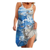 Vestido De Mujer Casual De Verano Fluido Estampado En Playa