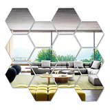 Kit 12 Espejos Hexagonos Decorativos Modernos- 25x25cm 