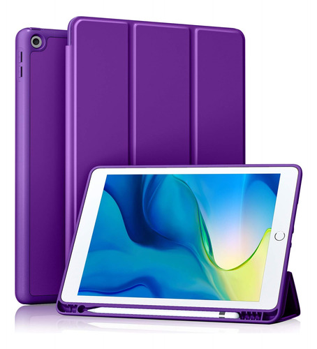 Funda iPad 10.2 Akkerds Delgada Soporte Lápiz Púrpura