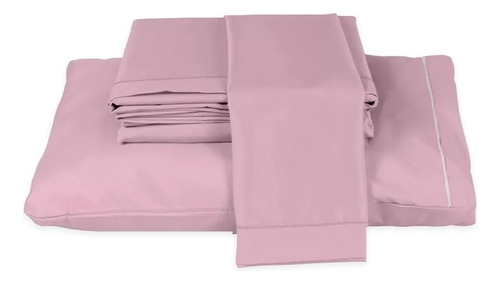 Lençol Cama Box Com Elástico Solteiro 400 Fios + 1 Fronhas Cor Rosê Desenho Do Tecido Liso