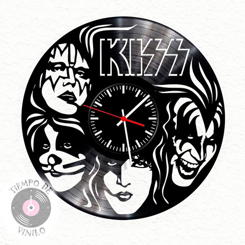 Reloj De Pared Elaborado En Disco De Lp Ref. Kiss