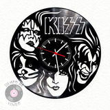 Reloj De Pared Elaborado En Disco De Lp Ref. Kiss