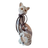 Figura Decorativa Gato Con Cinta Y Corazón 24 Cm.