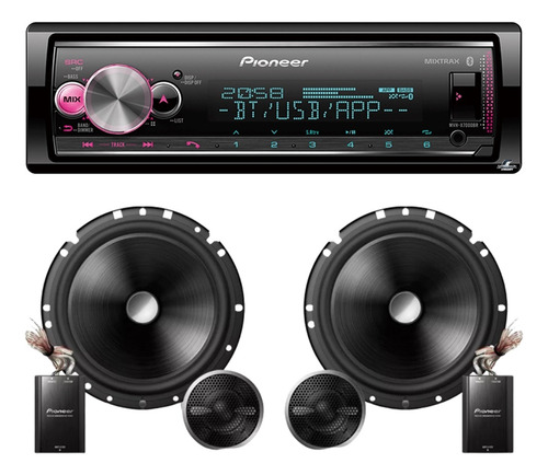 Mp3 Pioneer Mvh-x700br Bluetooth Karaokê Spotify + Kit 2 Via