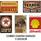 Carteles Chapa Vintage Garage Taller - 5 Unid De 20x30cm 