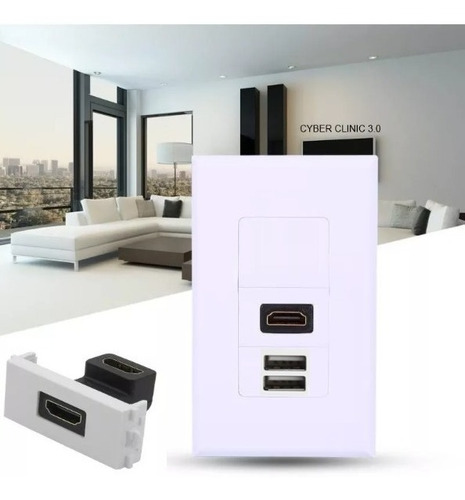 Adaptador Hdmi 2 Usb De Pared Muralla 