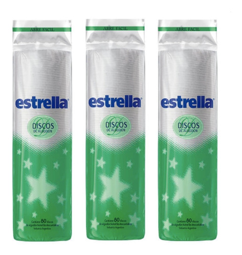 Estrella Discos Algodon Desmaquillantes  X 80 Gr 3 Unidades