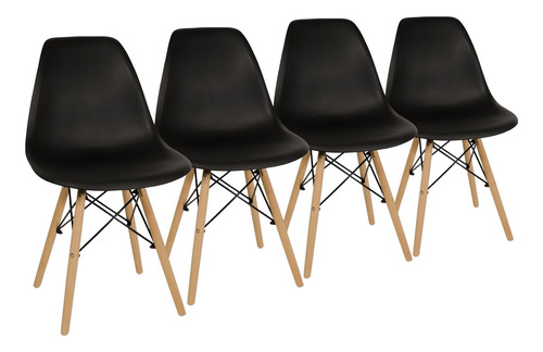 Sillas X 4 Comedor Plástico Patas Madera Diseño Eames Ct