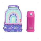 Kit Escola Lanche Infantil Garrafa Térmica Lancheira Thermos