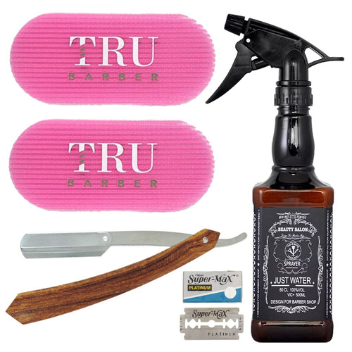 Rociador Whisky + Gripper Tru Barber Rosa + Navaja Sensei