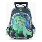 Mochila Footy Carrito 18 Dinosaurio T Rex Luces Led Color Color Verde