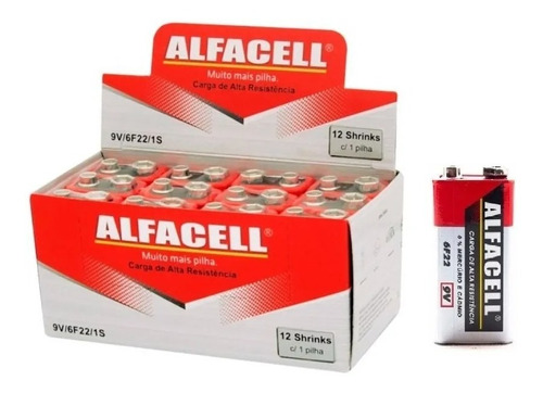 Caixa Com 12 Baterias 9 V Original Alafacell 
