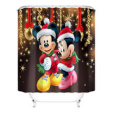 1 Cortina Ducha Navidad Con Mickey Minnie Mouse H