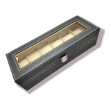 Caja Organizadora Para 6 Relojes Gris Negra Hermosa Estuche