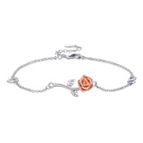 Pulsera Flor Rosa Infinito Corazon Chapado En Oro Joyas