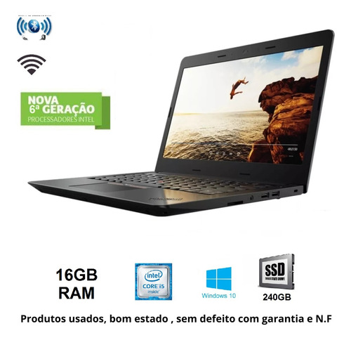 Notebook Thinkpad T460 I5 16gb Ssd 240gb Garantia E N.f