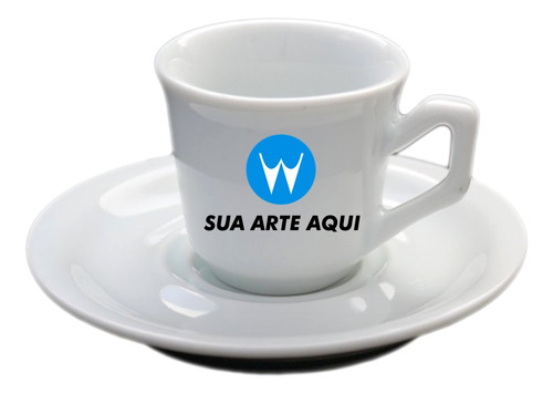 4 Xícaras Café 55ml Com Pires Personalizadas Até 3 Cores