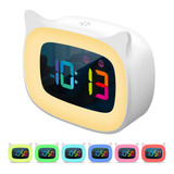 Smouping Reloj Despertador Con Orejas De Gato Con Luz Noctur