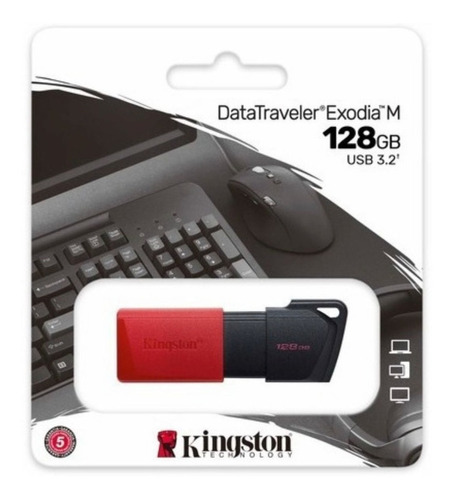 Memoria Flash Usb Kingston De 128gb 3.2 Exodia M Negro-rojo