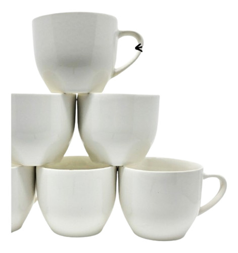 Jogo 6 Xicara Café Chá Porcelana 170ml Branco