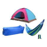 Combo | Carpa Camping 3 Personas + Hamaca + Banano Inflable