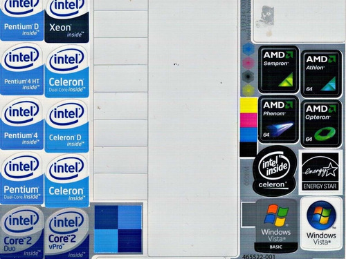 23 Sticker's Metalizados Intel, Amd, Xp, Energy Star, Core 2