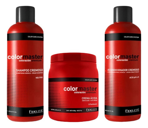 Kit Fidelite Color Master Shampoo + Acondic + Máscara Ph 4.5