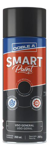 Pintura Aerosol Uso General Smart Paint 350ml /250gr Doble A Color Negro Brillante