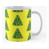 Taza X4 Estrellas Amarillas Árbol De Navidad Verde Fondo Ama