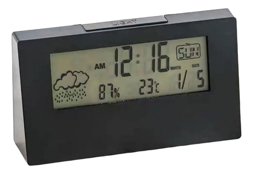 Alarma De Dormitorio Pantalla Meteorológica Negro Con Luz