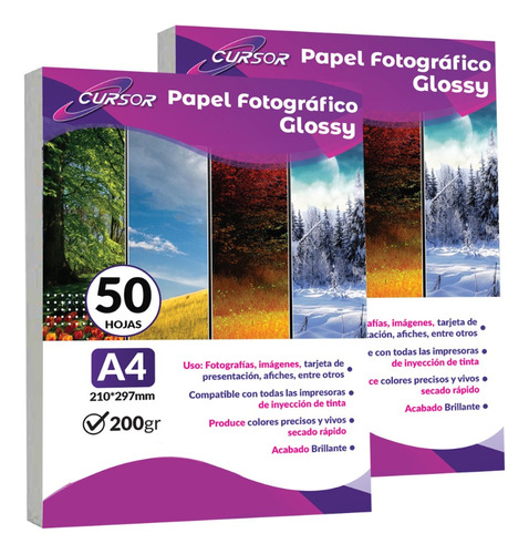 Papel Fotogr Glossy/brillante A4 200gr 100hjs Envíogratisx4