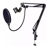 Suporte Pedestal Articulado De Mesa P/microfone+ Pop Filter