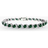 Pulsera De Plata Esterlina Gemstar Usa Color Verde Esmeralda