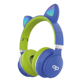 Audífonos Para Niños Bluetooh Con Orejas Led Color Azul - Ps
