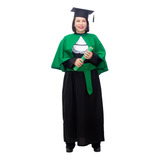 Beca De Formatura Adulto Com Capa - Preto E Verde