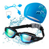 Set Natación Gorra Tapones Gafas Ajustables Niños 2-14 Años Color Talla M Color Niños