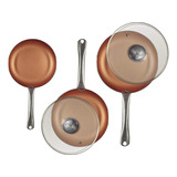 Set 5 Piezas Sartenes Con Tapa Aluminio Prensado Color Copper